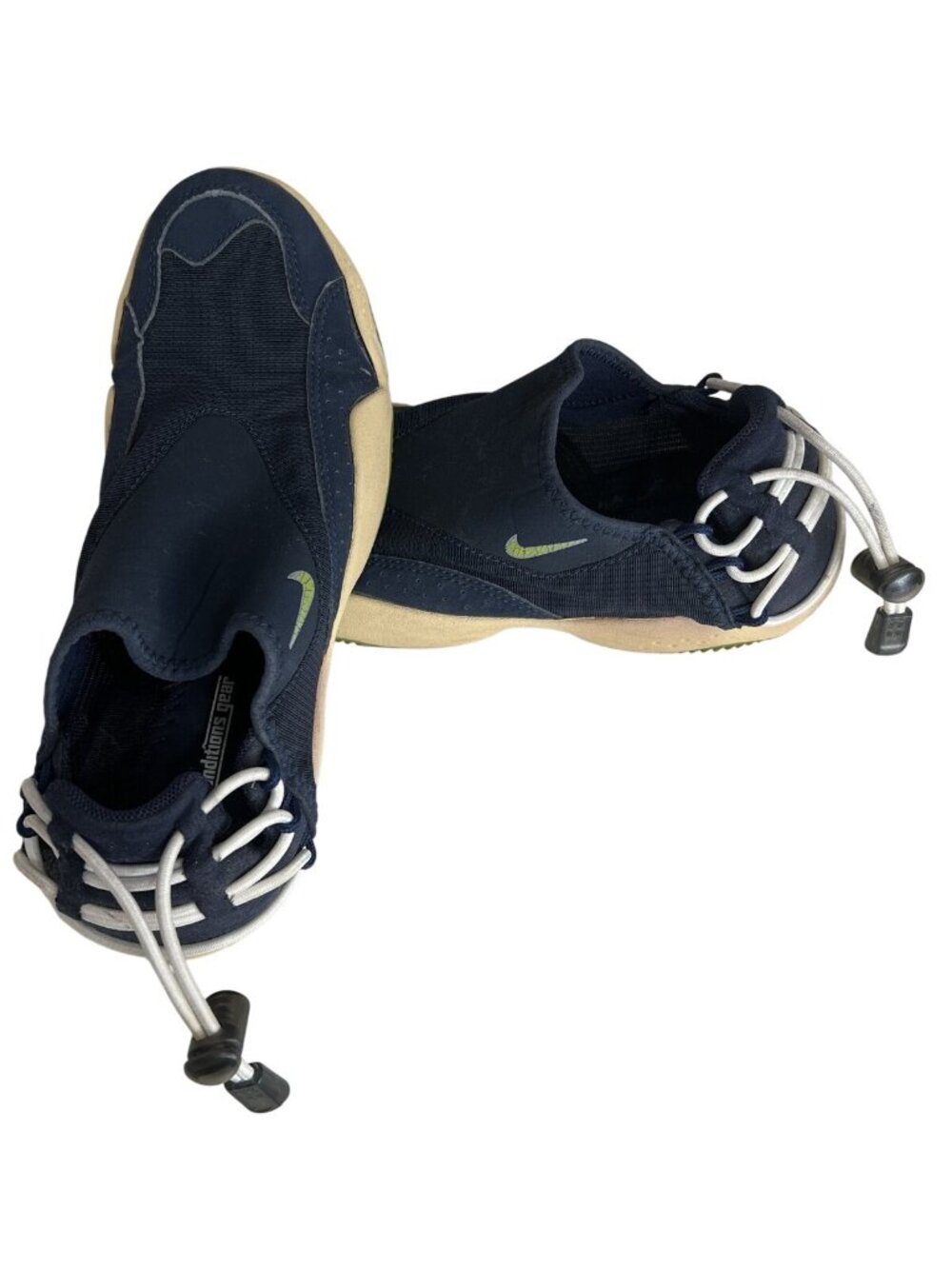 Nike ACG Navy Slip-On Shoes W/ White Elastic Laces Size 7 Durable & Stylish